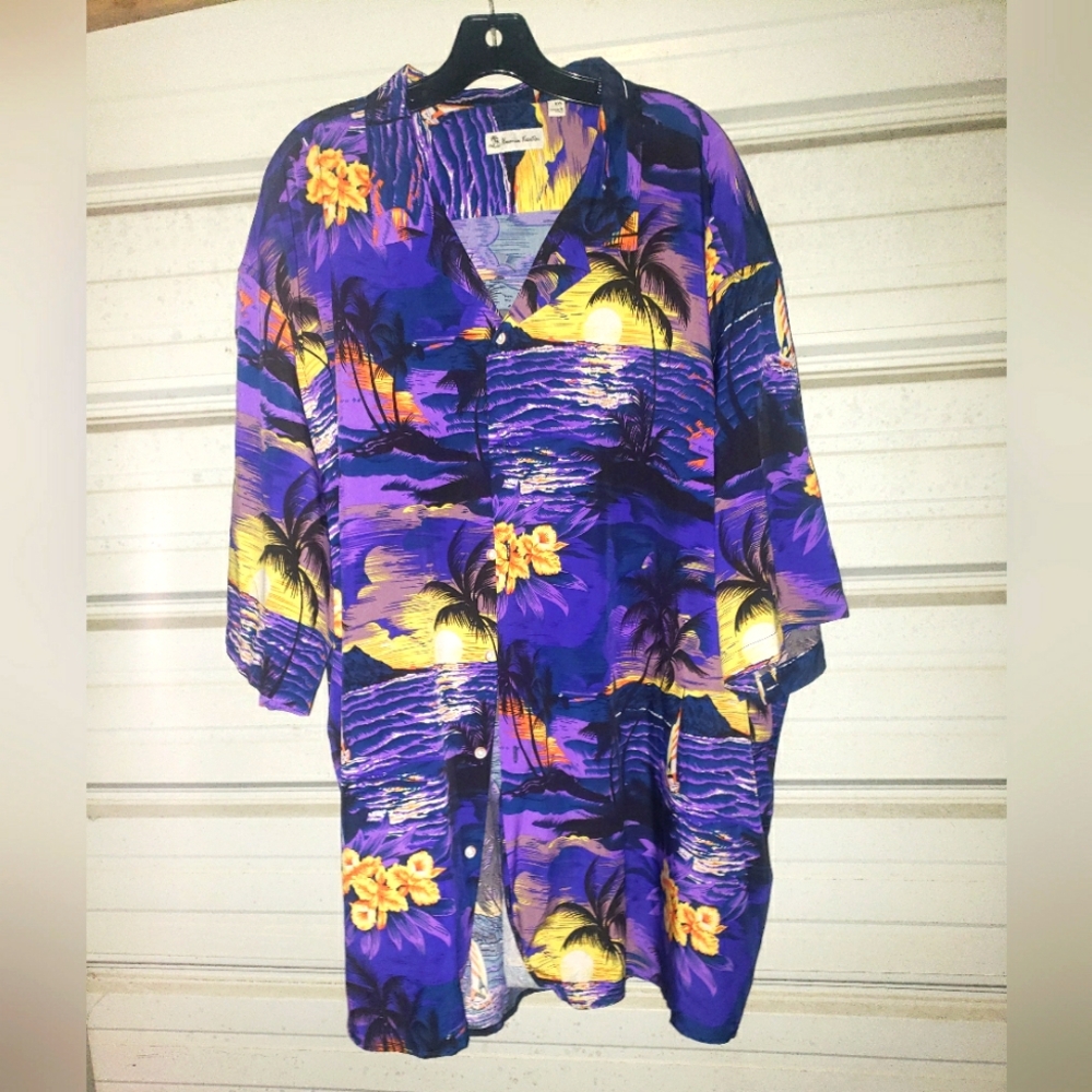 Hawaiian Vacation Tropical Shirt - Purple and Yellow
